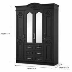 Black 1600mm wardrobe_measurements