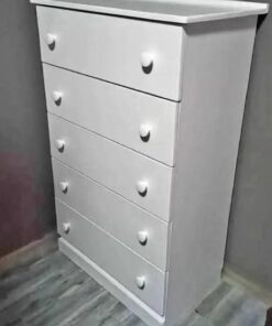 White 5-Drawer Cupboard - Local made, Raised, Ready-to-use - 5starfurniture.co.za