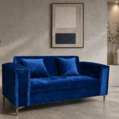 Couch 1.8m Blue Velvet - Studio range - 2.5 seater - Metal legs from 5starfurniture.co.za