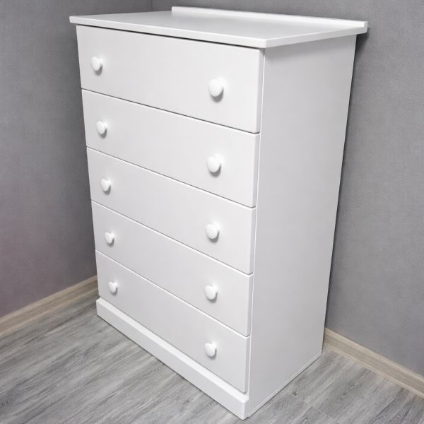 White 5-Drawer Cupboard - Local made, Raised, Ready-to-use