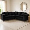 Corner sofa in black velvet 5 cushions included Affordable_main image