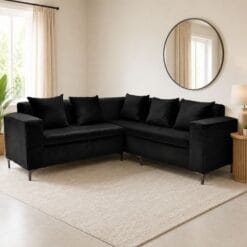 Corner sofa in black velvet 5 cushions included Affordable_main image