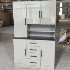 Freestanding Storage Cupboard 3 Drawers Cream Cheap _ unedited view
