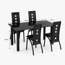 Kitchen table with 4 chairs_measurements_clear background