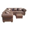 Brown Corner Couch - Matching ottoman and cushions - Guarantee