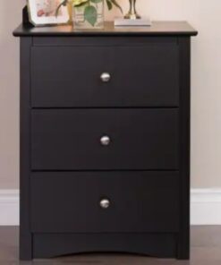 Alternative view of Black Bedside Table - 3 Drawers - Raised - Locally Manufactured