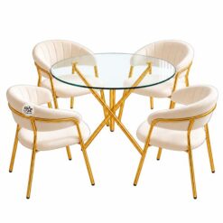 Table with 4 Cream Chairs _clear background