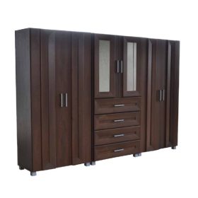2.7m-wardrobe-with-6-door-3-pieces-brown-chestnut-finishing-raised-locally-manufactured