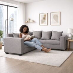 Light Grey Corner Sofa - Cushions included - Tapestry - Modern - at -5starfurniture.co.za