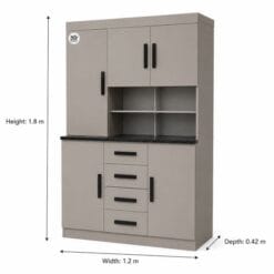 Freestanding Storage Cupboard 3 Drawers Cream Cheap _measurements