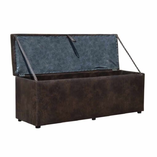 Upholstered linen/storage box in brown faux suede 1.4m x 0.6m