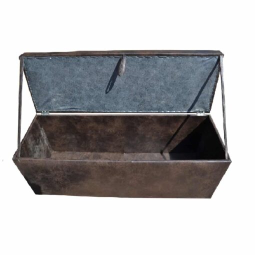 Upholstered linen/storage box in brown faux suede 1.4m x 0.6m - Image 2
