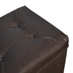 Alternative view of Upholstered linen/storage box in brown faux suede 1.4m x 0.6m