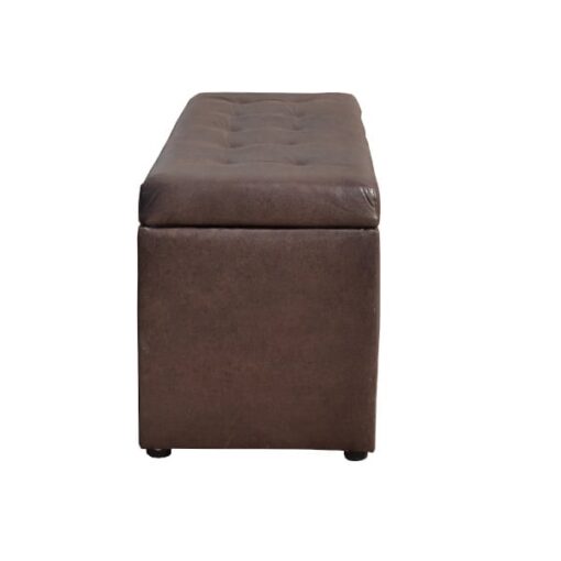 Upholstered linen/storage box in brown faux suede 1.4m x 0.6m - Image 4