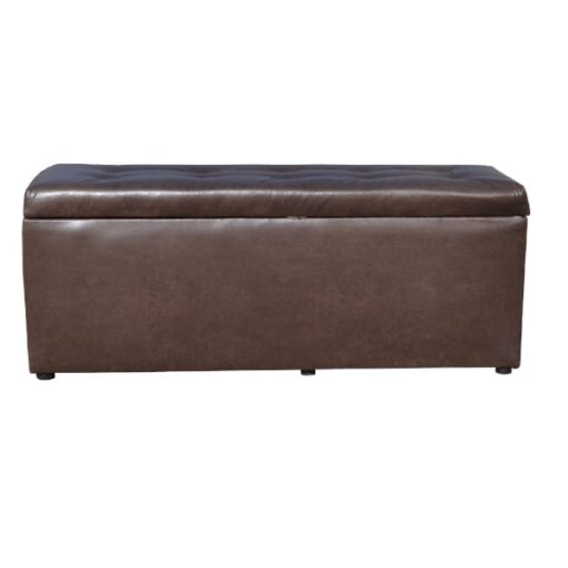 Upholstered linen/storage box in brown faux suede 1.4m x 0.6m - Image 5