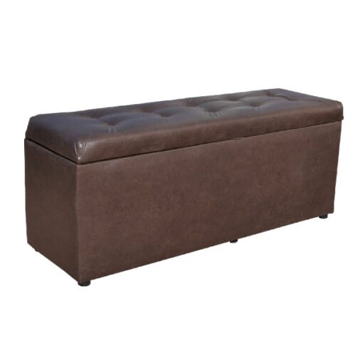 Upholstered linen/storage box in brown faux suede 1.4m x 0.6m - Image 7