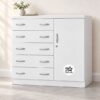 White Chest of Drawers with Cupboard 1200 mm Affordable