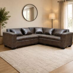 Dark brown corner couch 5 Loose Cushions included Budget Buy