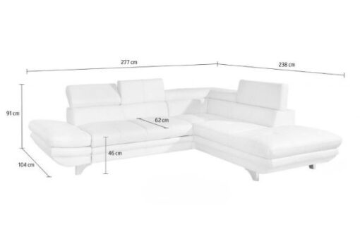 White Leather Corner Couch, Modern, Headrests, Sleek silver legs - Image 5