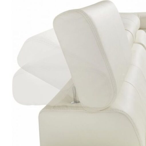 White Leather Corner Couch, Modern, Headrests, Sleek silver legs - Image 4