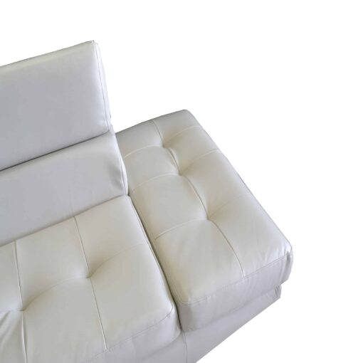 White Leather Corner Couch, Modern, Headrests, Sleek silver legs - Image 6