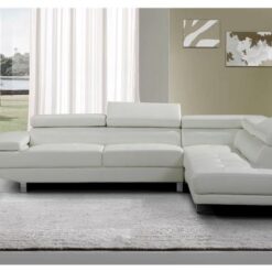 White Leather Corner Couch, Modern, Headrests, Sleek silver legs - 5starfurniture.co.za