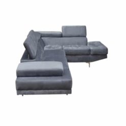 Alternative view of Velvet Corner Couch - Grey - Adjustable headrests Modern look