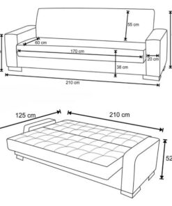 Alternative view of Black Sleeper Sofa - Double bed when open - Armed - Metal legs