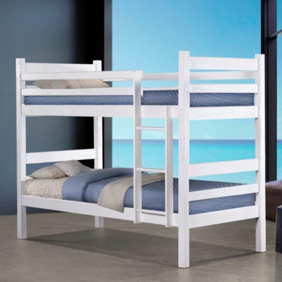 White wooden bunk bed, Solid pine wood, Local product, Durable - Image 2