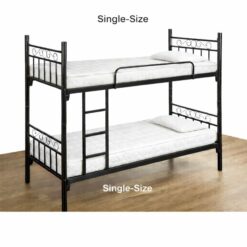 Steel Bunk Bed, Black, Single top and bottom, Assembled, Sturdy - 5starfurniture.co.za