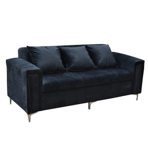 black-velvet-couch-3-divisional-range-sofa-cushions-included-silver-legs