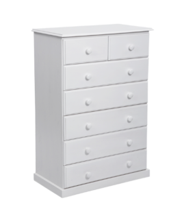 7 Drawer Chest Of Drawers - Assembled - Raised - White Wood - 5starfurniture.co.za