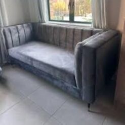 Designer Grey Velvet Sofa - Comfortable, quality foam - Metal legs