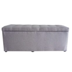 Linen storage box upholstered in grey tapestry 1.4m x 0.6m