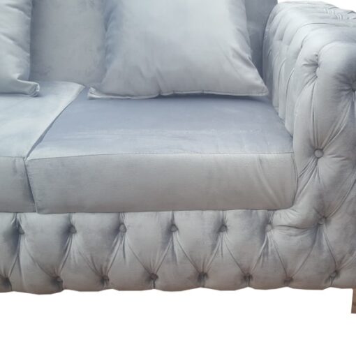 Grey velvet couch - 2 division - Chesterfield - Square arms - Image 2
