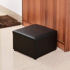 Upholstered Box Ottoman Black - Leatherette, Footrest, Raised - 5starfurniture.co.za