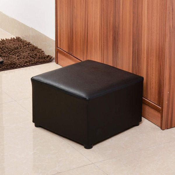 Upholstered Box Ottoman Black - Leatherette, Footrest, Raised - 5starfurniture.co.za
