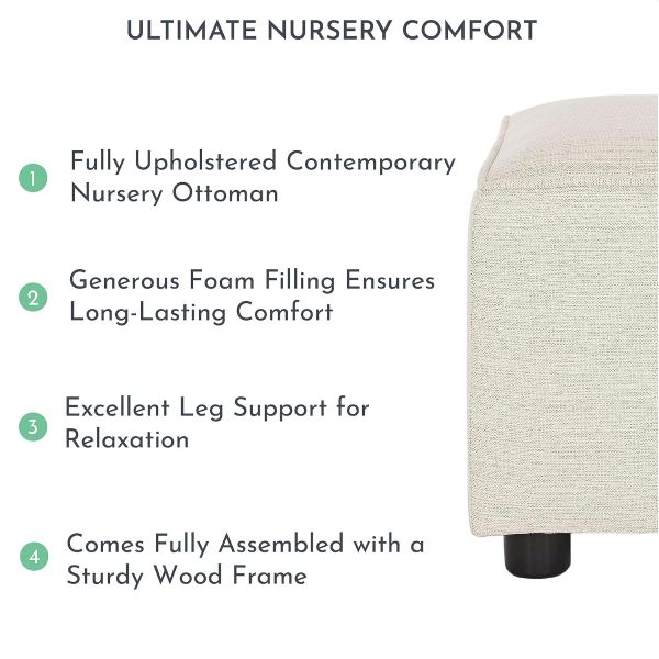 Upholstered Box Ottoman Black - Leatherette, Footrest, Raised - Image 6