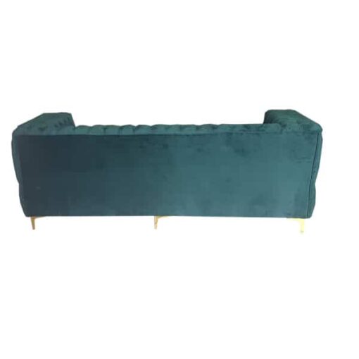 Comfortable green velvet sofa - 2 cushions included - Steel legs - Image 4