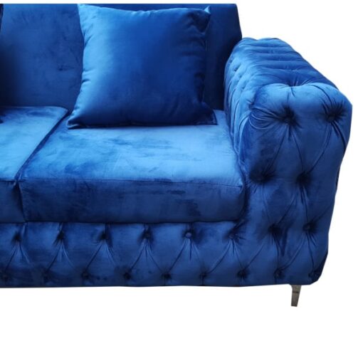 Corner lounge suite - Blue Velvet - Tufted / Chesterfield look - Mamza range - Image 4