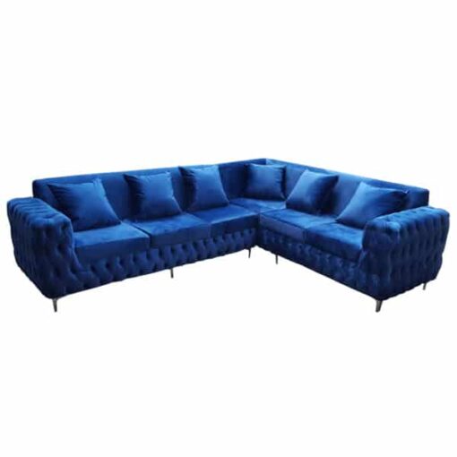 Corner lounge suite - Blue Velvet - Tufted / Chesterfield look - Mamza range