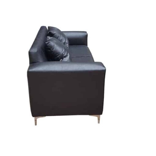 Couch black leather affordable - 2.5 seater - Cushions included - Image 3