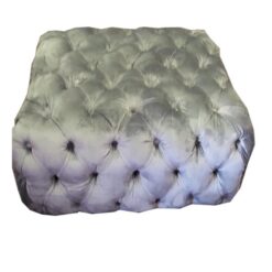 Ottoman with deep buttons like Chesterfield - Grey Velvet - Image 4