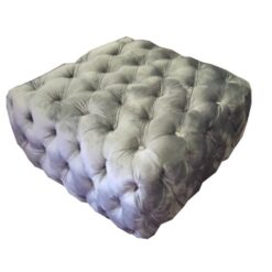 Ottoman with deep buttons like Chesterfield - Grey Velvet
