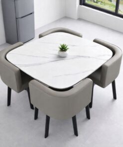 Dining Table And Chairs, 5Pieces Stone and Heat resistant tabletop