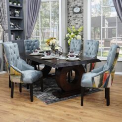 Alternative view of Dining Room Set 7 Pieces - Upholstered chairs - Inlay - Mahogany