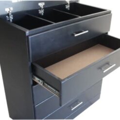 Alternative view of 4 Drawers chest of drawers with jeweler-storage space and mirror - Black - metal rails