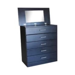 4 Drawers chest of drawers with jeweler-storage space and mirror - Black - metal rails