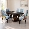 7-Piece Dining Room Set Wood Glass inlay Mahogany Stunning