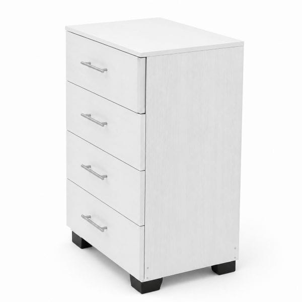 White 4-Drawer Storage Chest Ready-Made Affordable 4 White 4-Drawer Storage Chest of drawers melamine side view